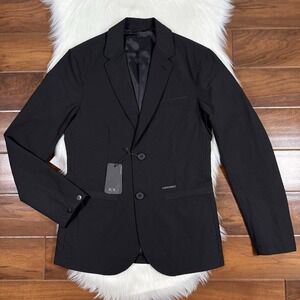 Armani Exchange A/X Men's Size 34 Black Textured Seersucker Blazer Jacket